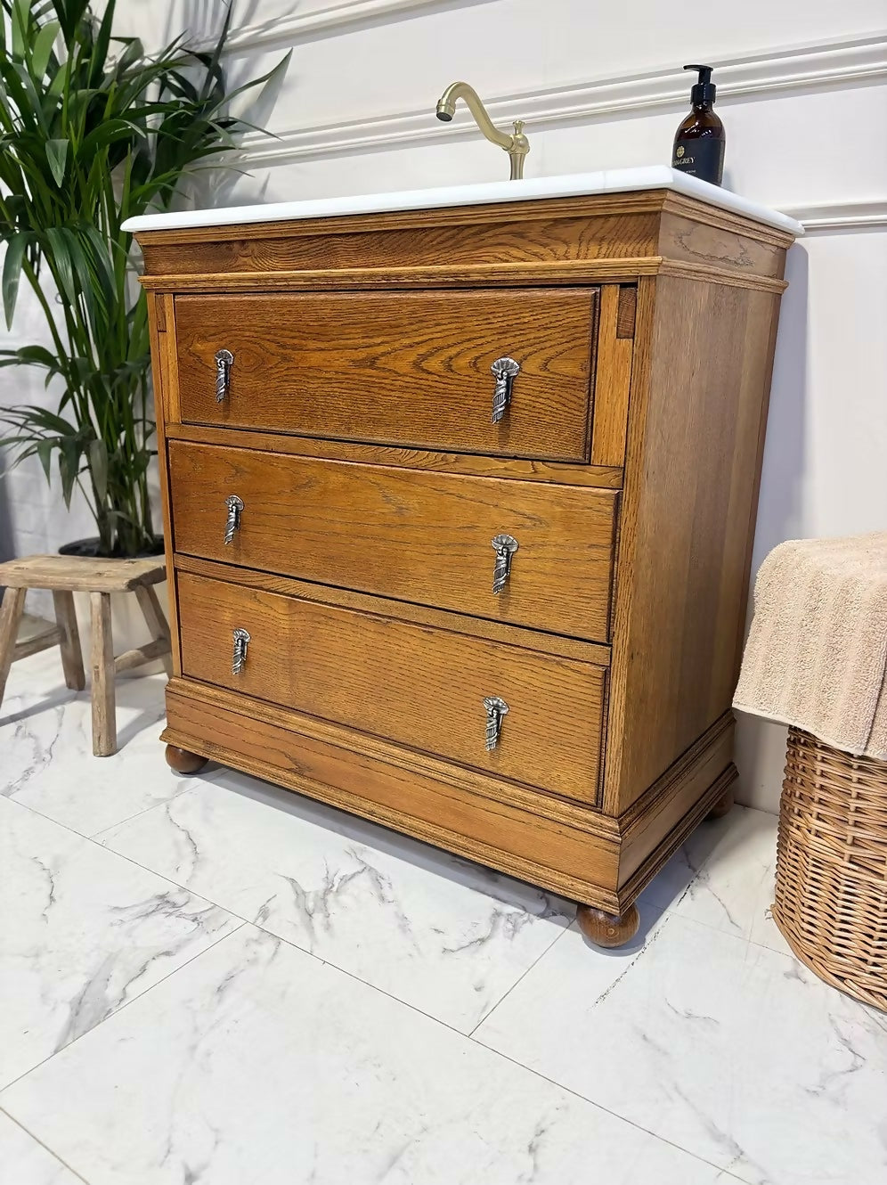 Oak Bureau Vintage Vanity Unit
