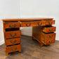 Reproduction Yew Twin Pedestal Desk with Leather Top