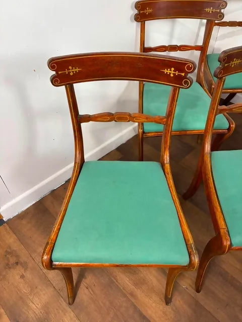 Set of Seven Reproduction Regency Style Mahogany Dining Chairs