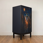 Upcycled Celestial Forest Music Cabinet, Midnight Blue Storage Cupboard
