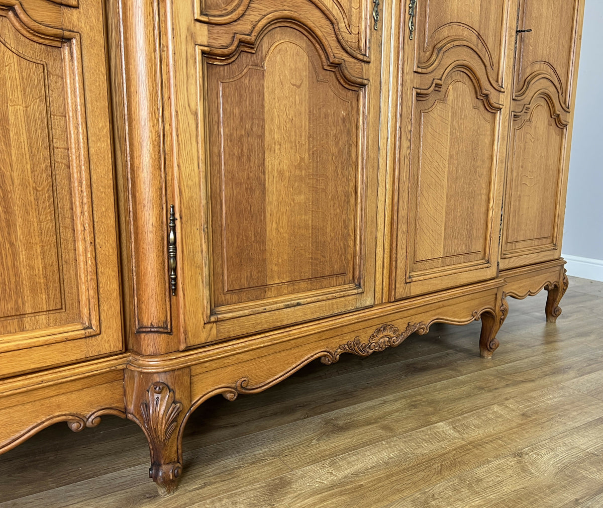 Wardrobe Vintage French Louis XVI Style Oak Four Door Carved Armoire LOT 6516
