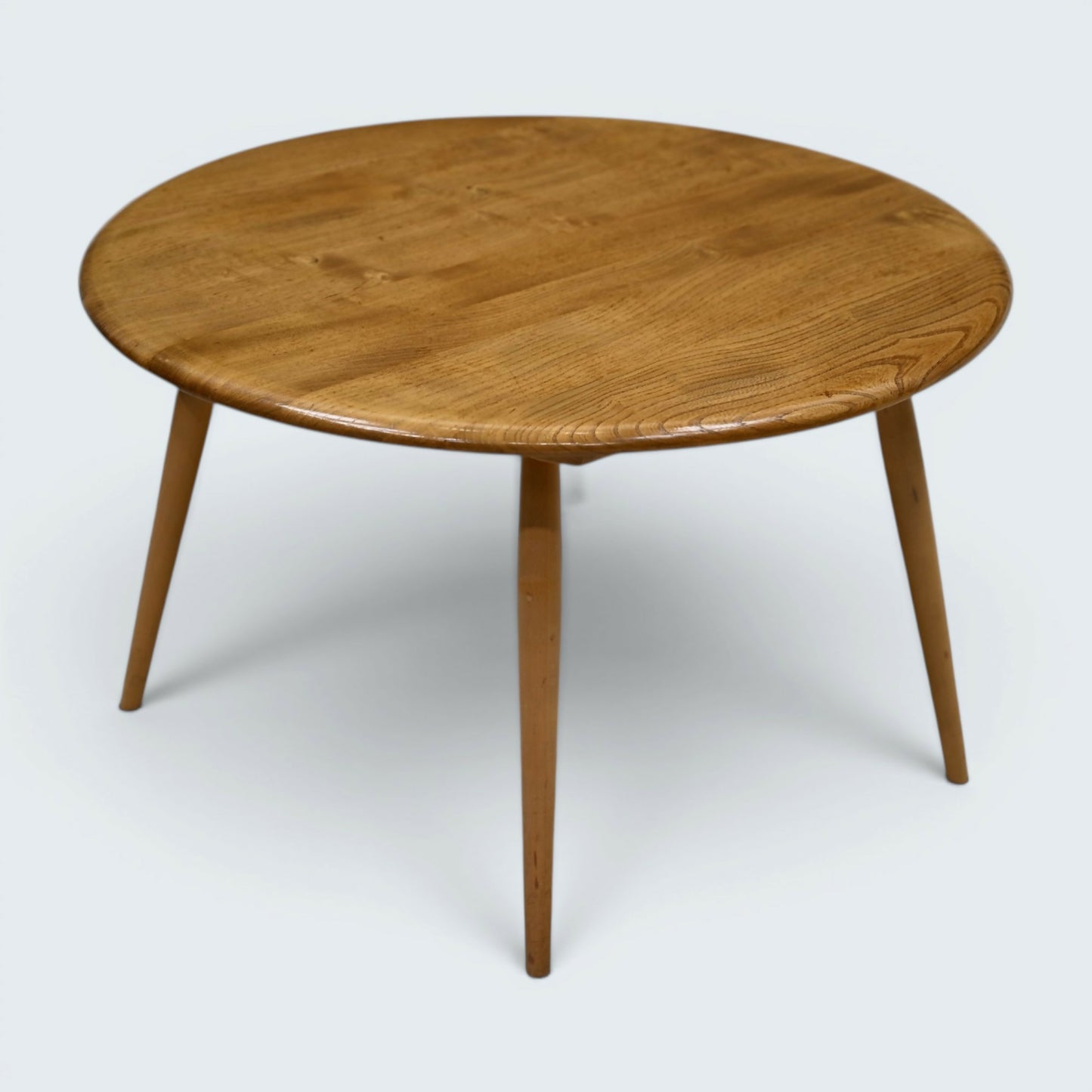 Ercol Large Round Coffee Table 1970s Retro Light Finish 74.5cm FREE UK Delivery