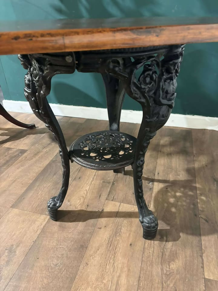 Victorian Cast Iron Pub Table With Mahogany Topbw