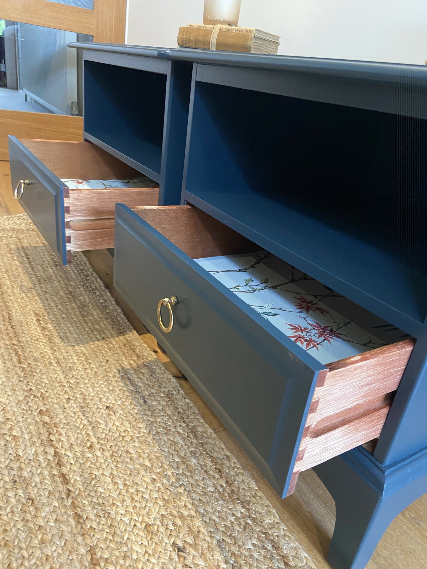 Stag bedside cabinets one drawer, pair