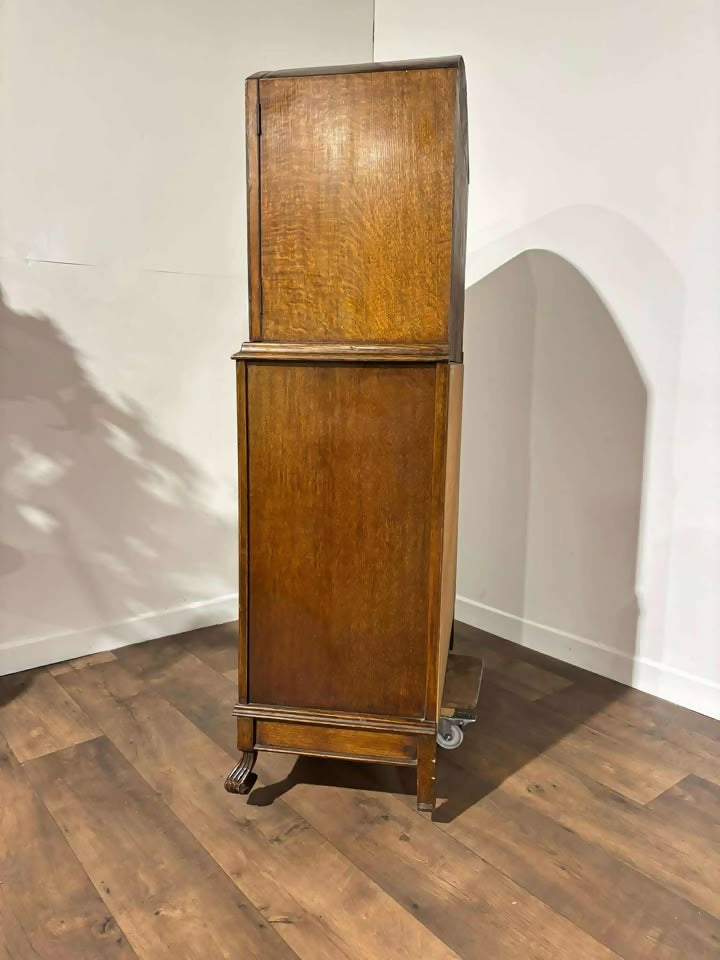 1930s Oak Inlaid Dome Top Tallboy