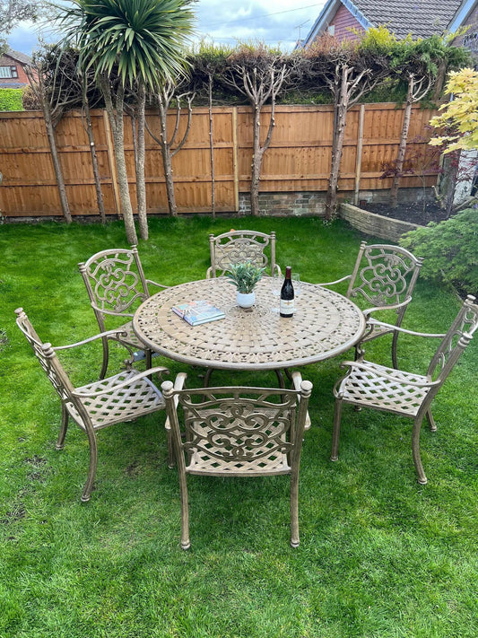 Six Seater Vintage Patio Set finished in Bronze