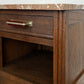 Bedside Table Antique French Style Oak Carved Marble Top Cabinet LOT 6601