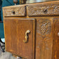 Vintage Honey Oak Carved Sideboardzz