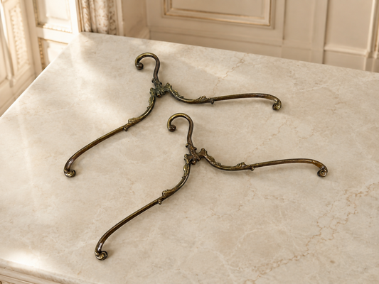 Clothes Hangers Vintage Style Brass Set of Two Ornate Hangers LOT 6432