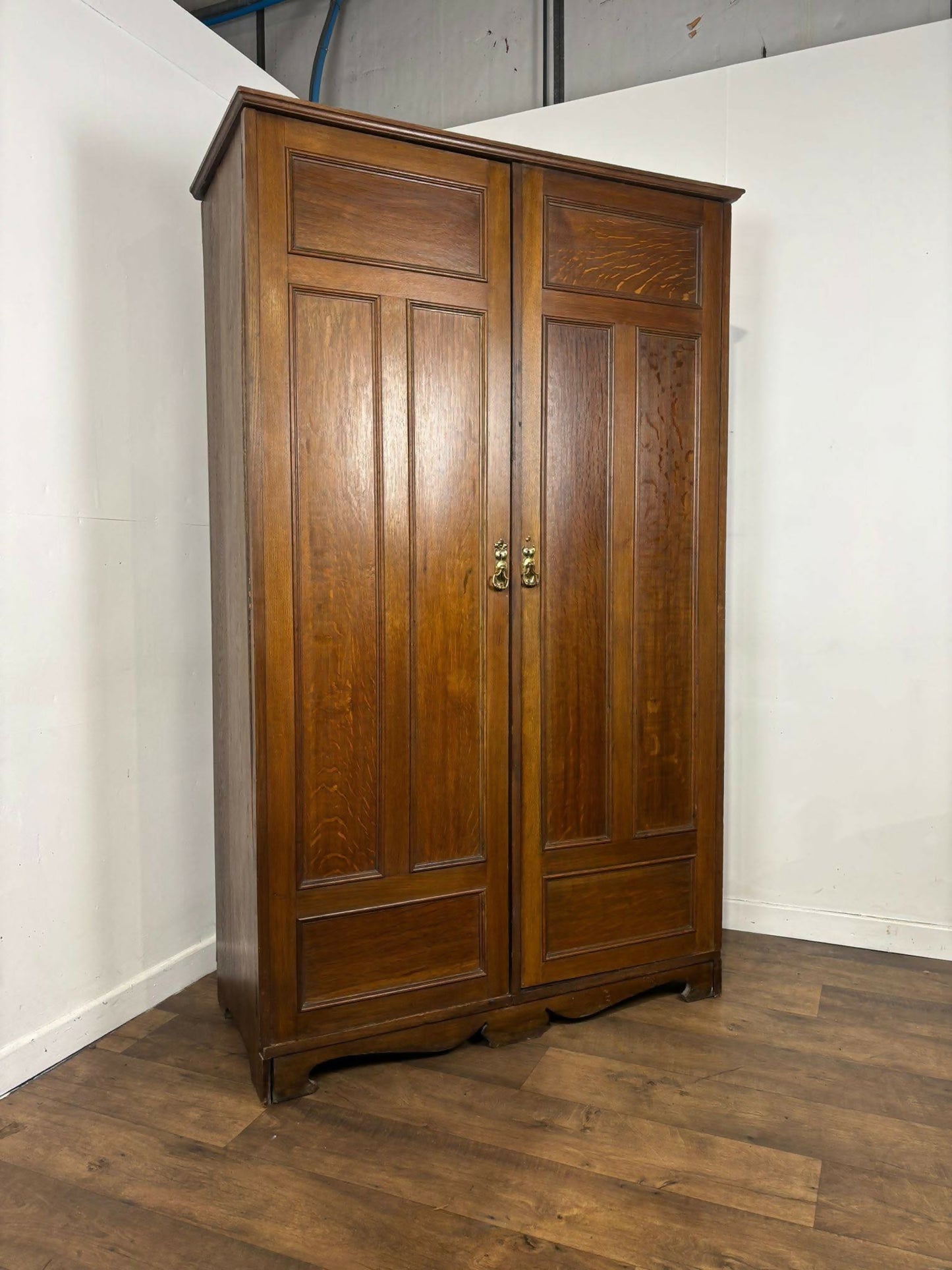 Edwardian Oak Double Wardrobe