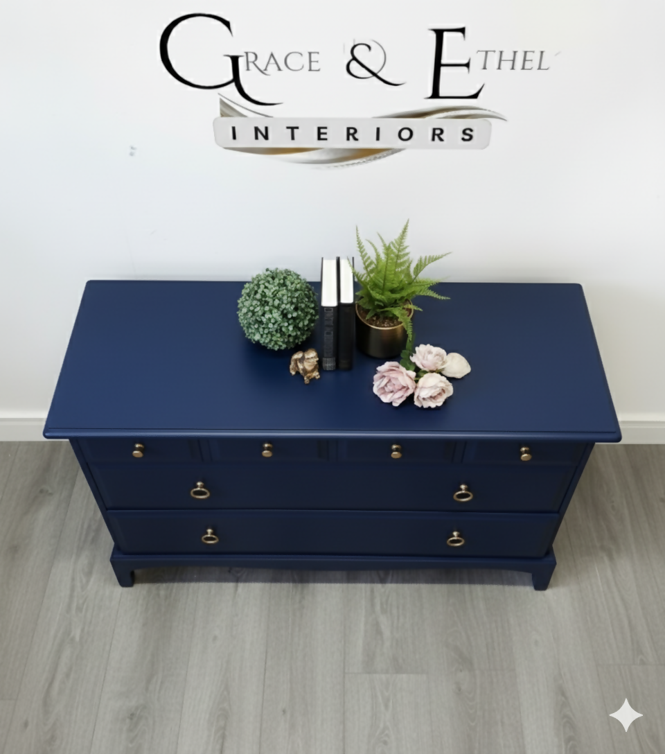 Stag minstrel chest of drawers in navy blue