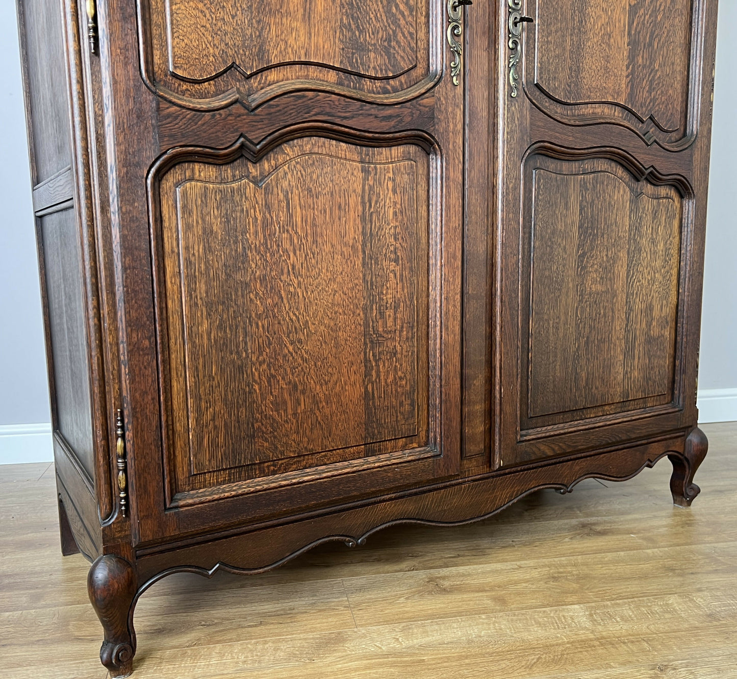 Wardrobe Antique French Louis XVI Style Oak Two Door Carved Armoire LOT 6465