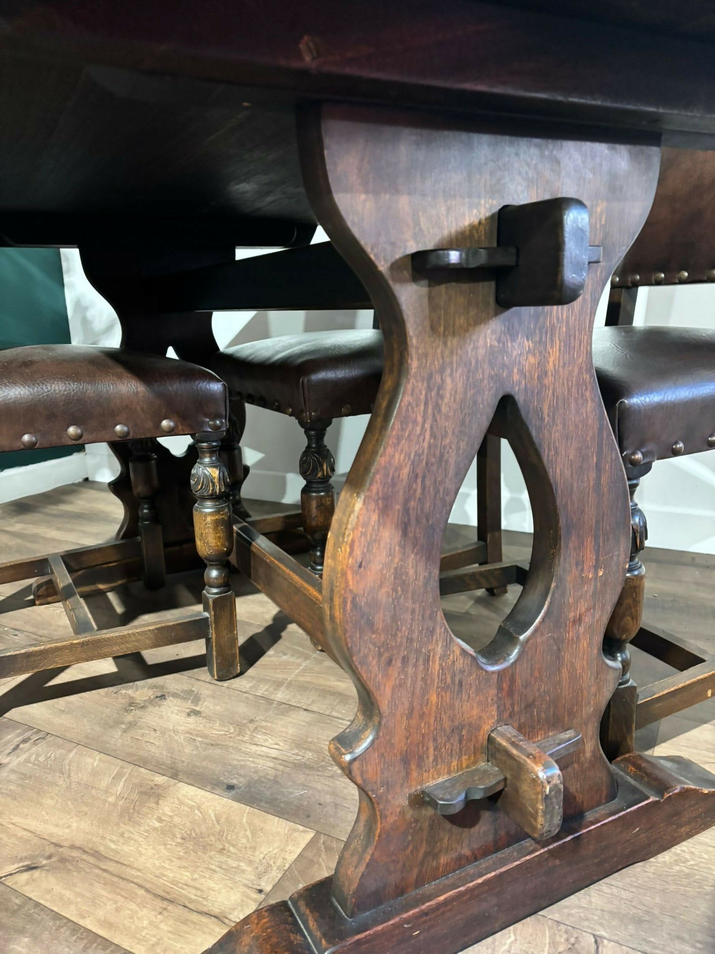 Vintage Refectory Dining Table With Six Chairs6