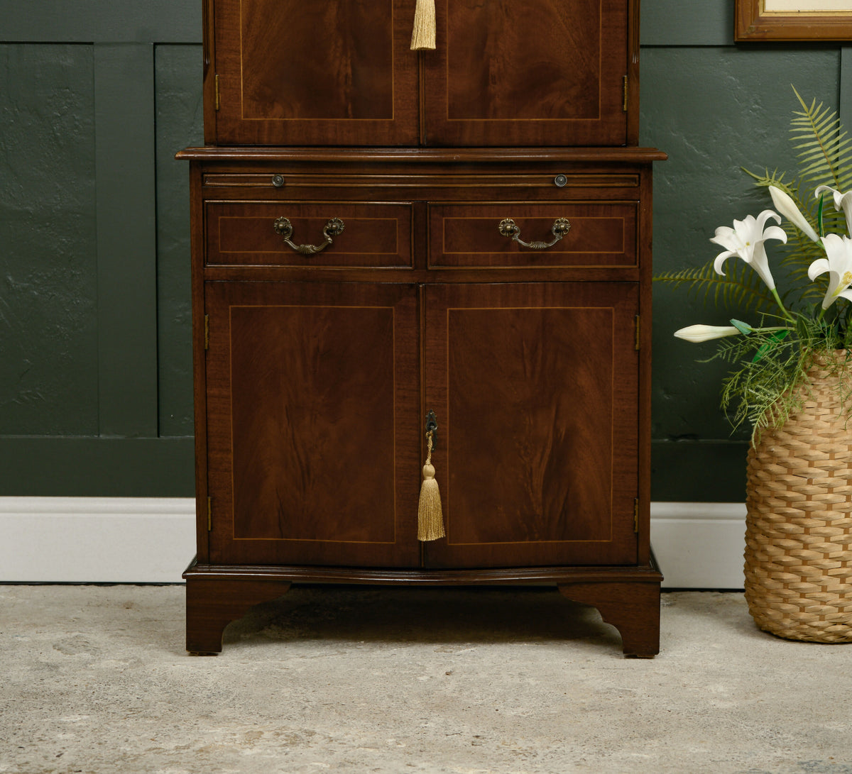 Regency Georgian Style Drinks Cocktail Cabinet - Chest on Chest - Mahogany