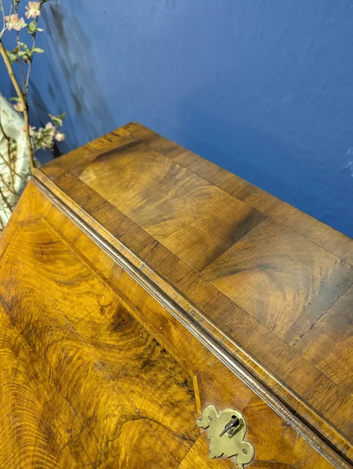 George II Walnut Burr Writing Bureau Desk Antique Beautiful Stunning