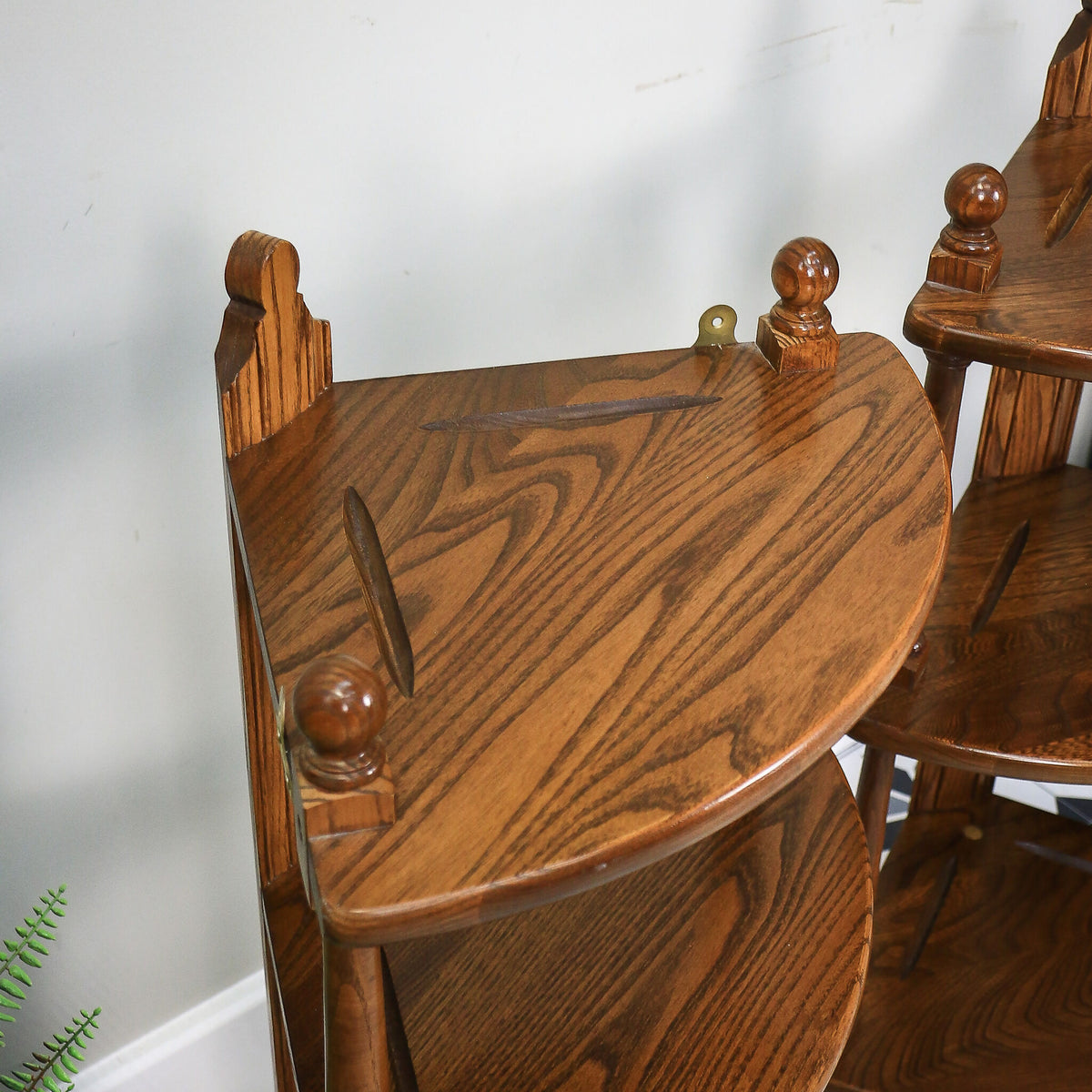 A Pair Ercol Windsor Wall Hanging Corner Units Hanging Shelves in Golden Dawn