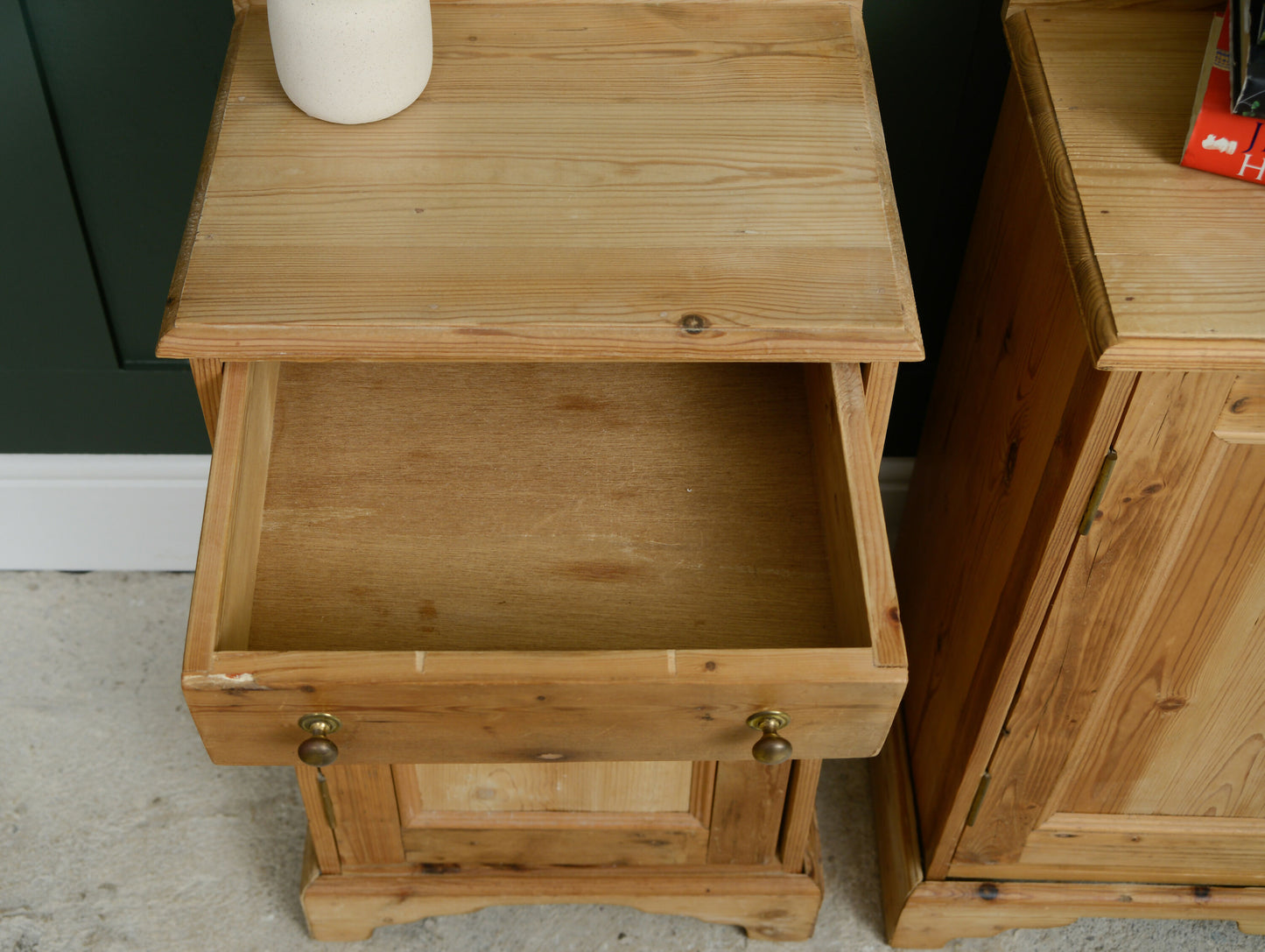 Pair Vintage Pine Bedside Cupboards Tables - Pot Cupboards - SKU 206 207