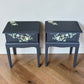 Vintage Stag minstrel navy blue bedside tables pair
