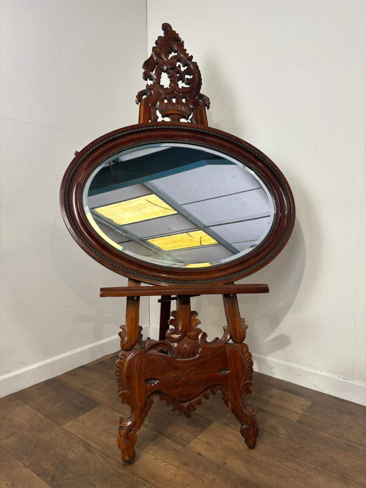 Vintage Mahogany Oval Wall Mirror