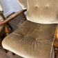 Vintage Pair Of Oak Framed Wing Back Armchairs