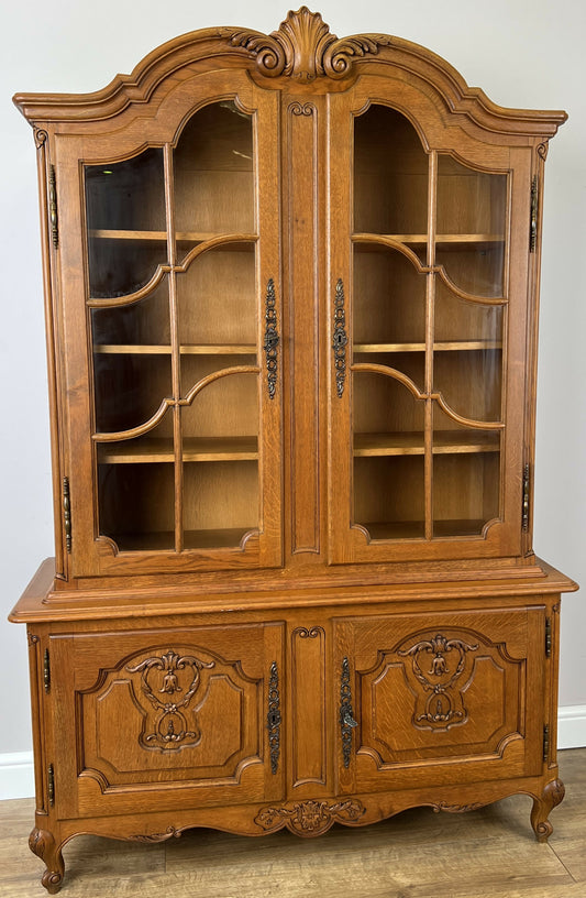 Bookcase Vintage French Louis XVI Oak Display Cabinet Carved Sideboard LOT 6283