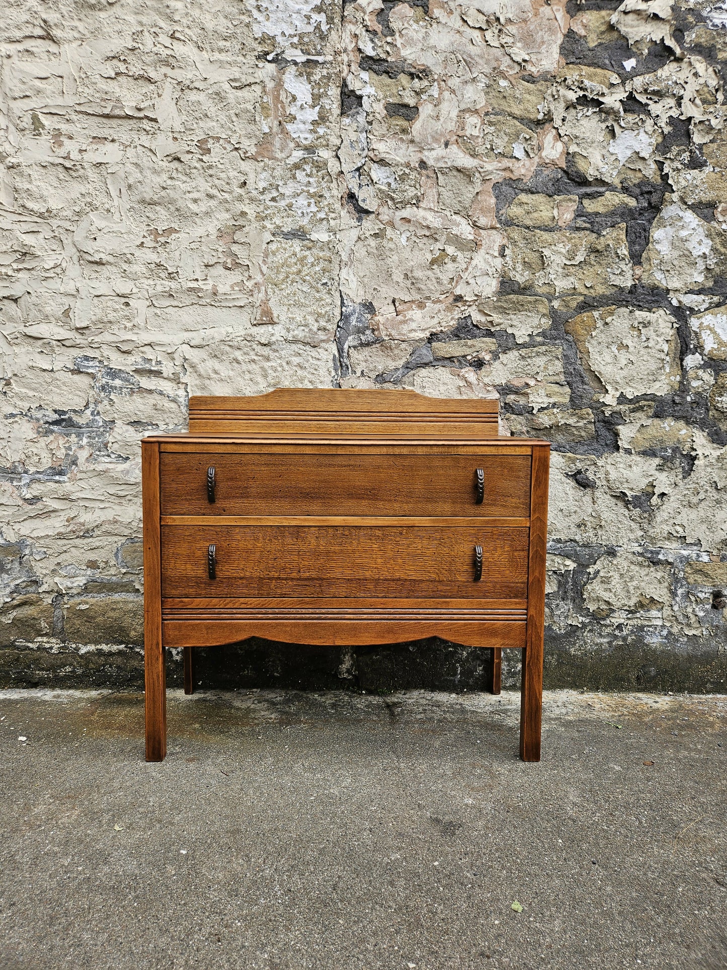 Vintage Chest Of Drawers Oak Two Drawer Cabinet