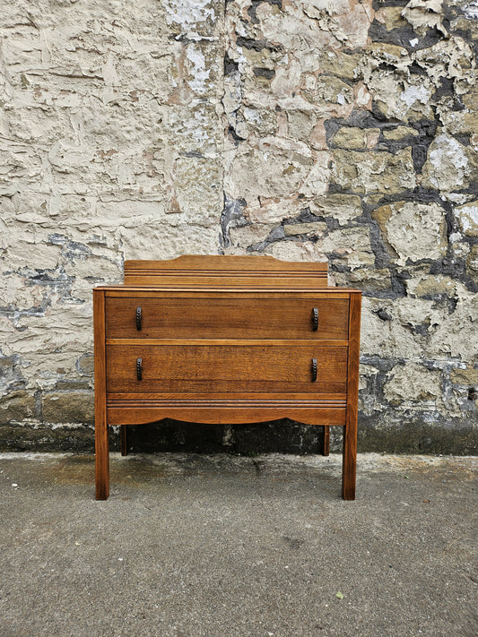 Vintage Chest Of Drawers Oak Two Drawer Cabinet