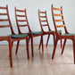 Mid century leather Danish dining chairs by Kai Kristiansen set of 4