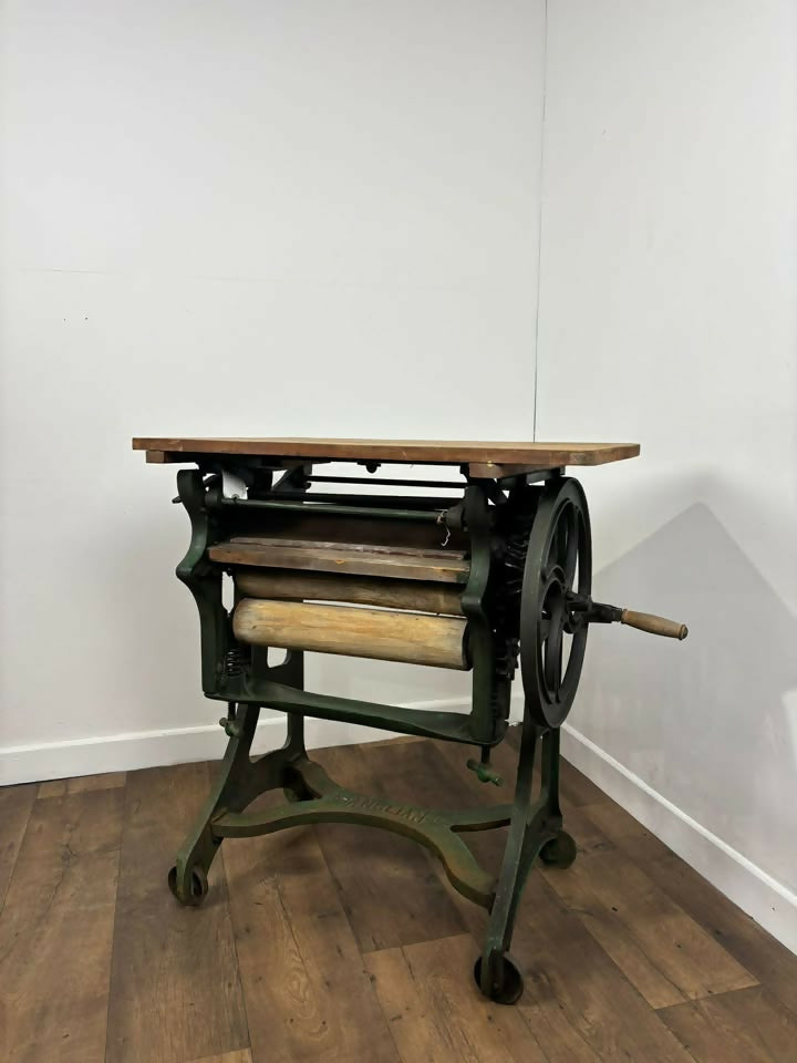 Vintage ‘Anglian’ Cast Iron Mangle With Pine Rollers
