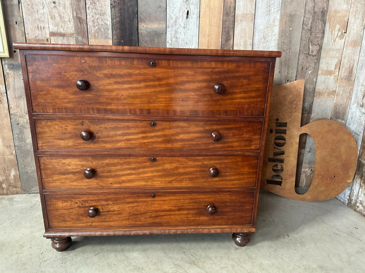 Antique Victorian Mahogany Large Chest of Four Drawers, c1870