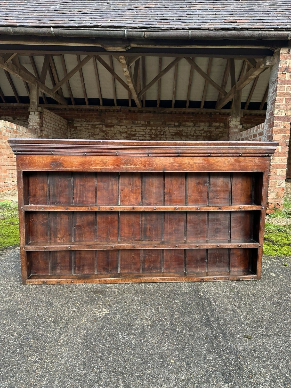 Antique Georgian 19th Century Oak Wall Hanging Shelves Kitchen Larder Pantry