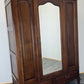 Wardrobe Antique French Style Oak Mirrored Door Carved Armoire LOT 4796