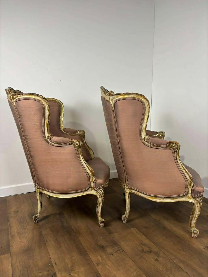 Pair of French Louis XVI Style Reproduction Armchairs