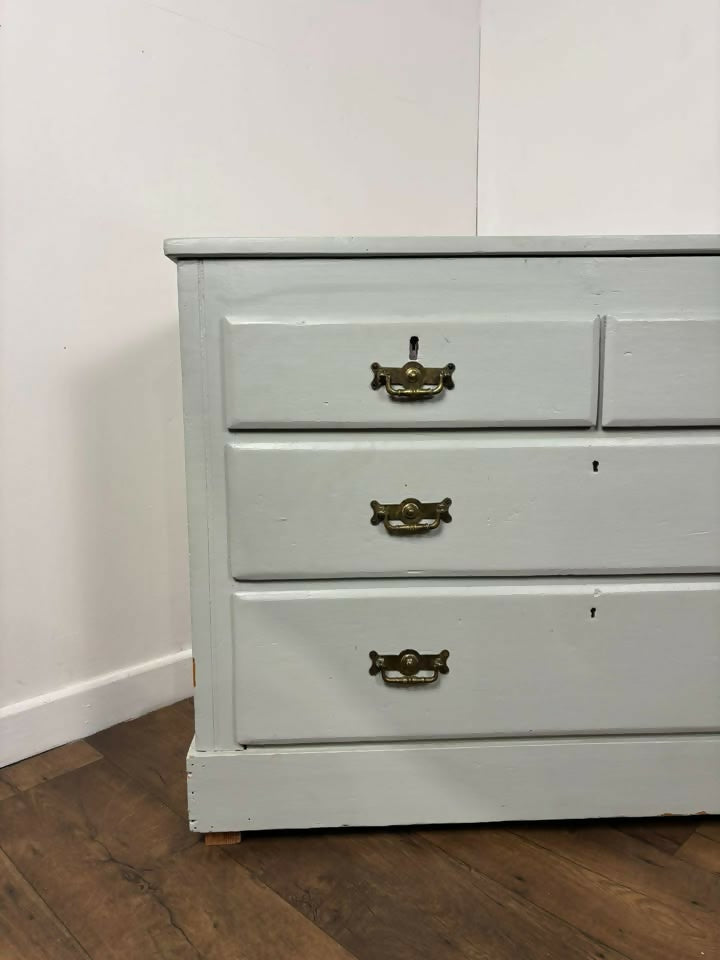 Victorian Blue Painted Pine Chest Of Drawers