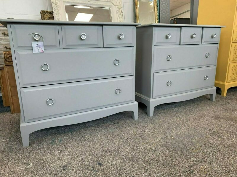 Pair Of Grey Painted Stag Minstrel Drawers