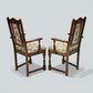 2 Old Charm Dining Chairs Carvers Solid Oak Tudor Brown Trellis FREE UK Delivery