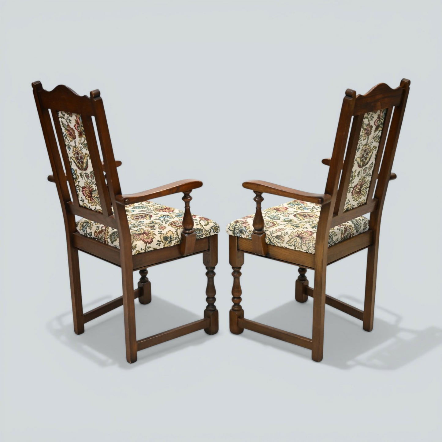 2 Old Charm Dining Chairs Carvers Solid Oak Tudor Brown Trellis FREE UK Delivery
