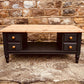 Extra Large Double-Sided Coffee Table with 8 Drawers | Hand Painted Deep Blue | Solid Wood Storage Table
