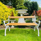 Rare White Cast Iron and Oak Garden Bench