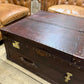 XXL Chestnut Brown Saddle Leather Reception Storage Trunk
