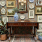 Regency Style Mahogany Sofa Table - Vintage Drop Leaf Console - Brass Claw Feet - Elegant Hallway Entryway Desk - Faux Drawer Detail