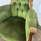 Reproduction Mahogany Green Velvet Upholstered Armchair – Furnishings Italia