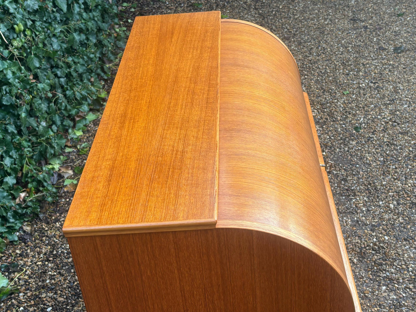 Mid Century Cylinder Top Bureau In Teak