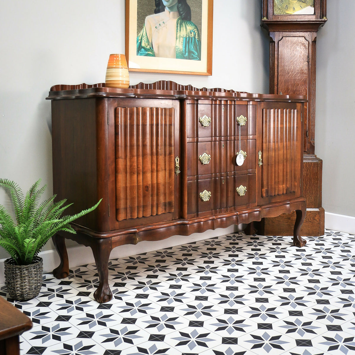 Rare Dutch Colonial Break Front Side Board Credenza South African Stink Wood