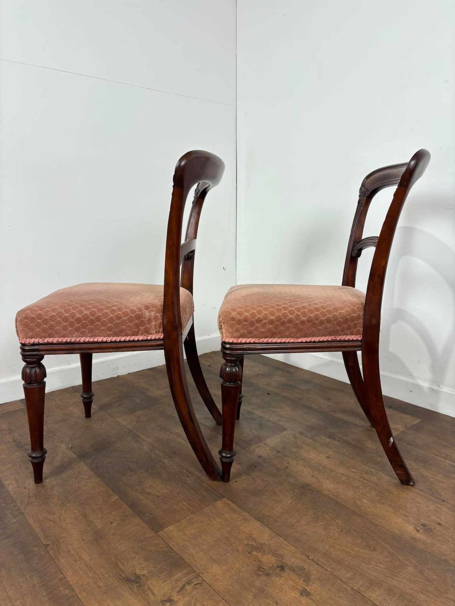 Pair of Victorian Mahogany Side Chairs on Turned Legs