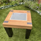 Oak Side Table with Glass Top, Black and Wood End Table, Revived Industrial Furniture, Handmade Bedside or Lamp Table, UK