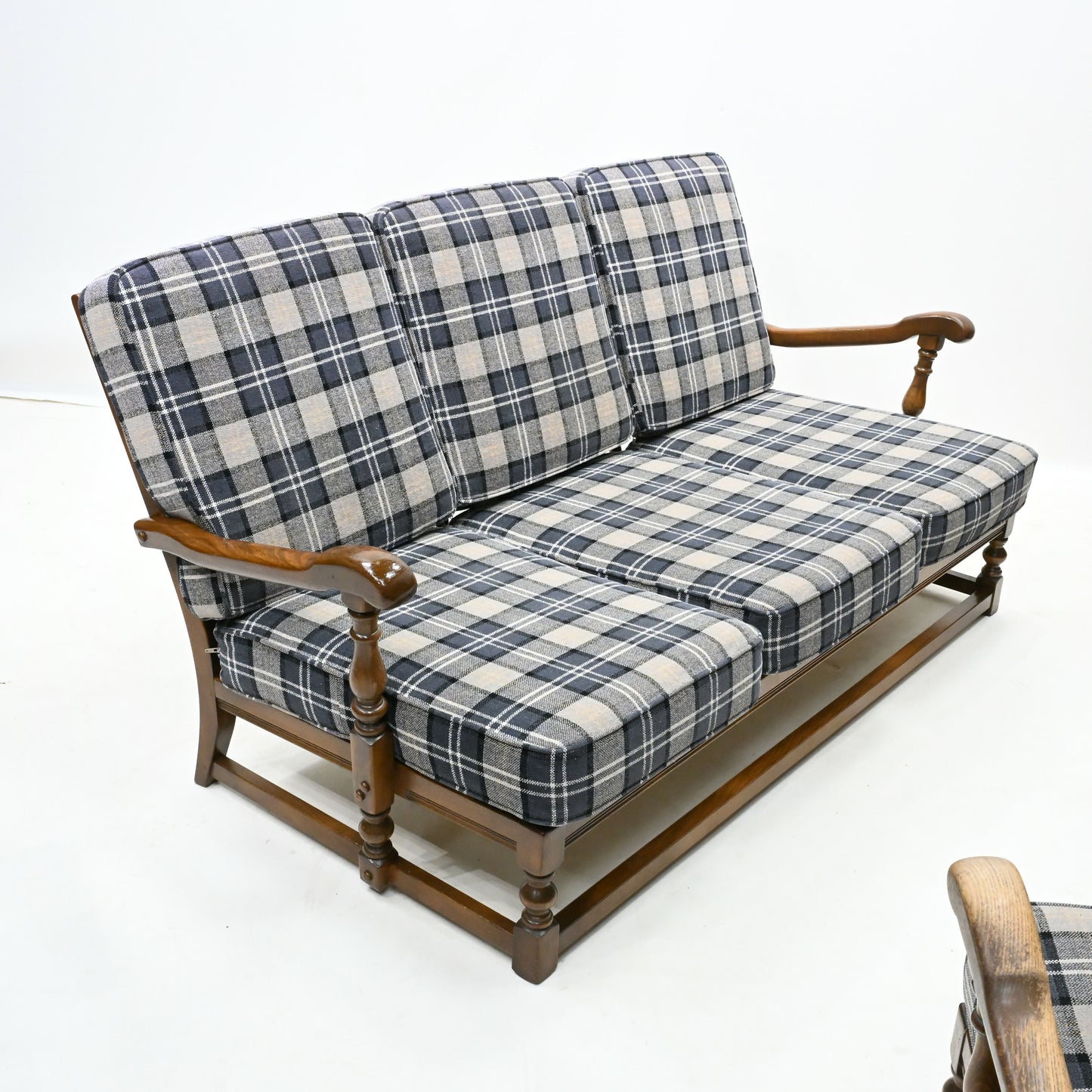 Ercol Furniture 3str Sofa Golden Dawn Tartan Upholstery VG Web FREE UK Delivery. SBR10229/2003E