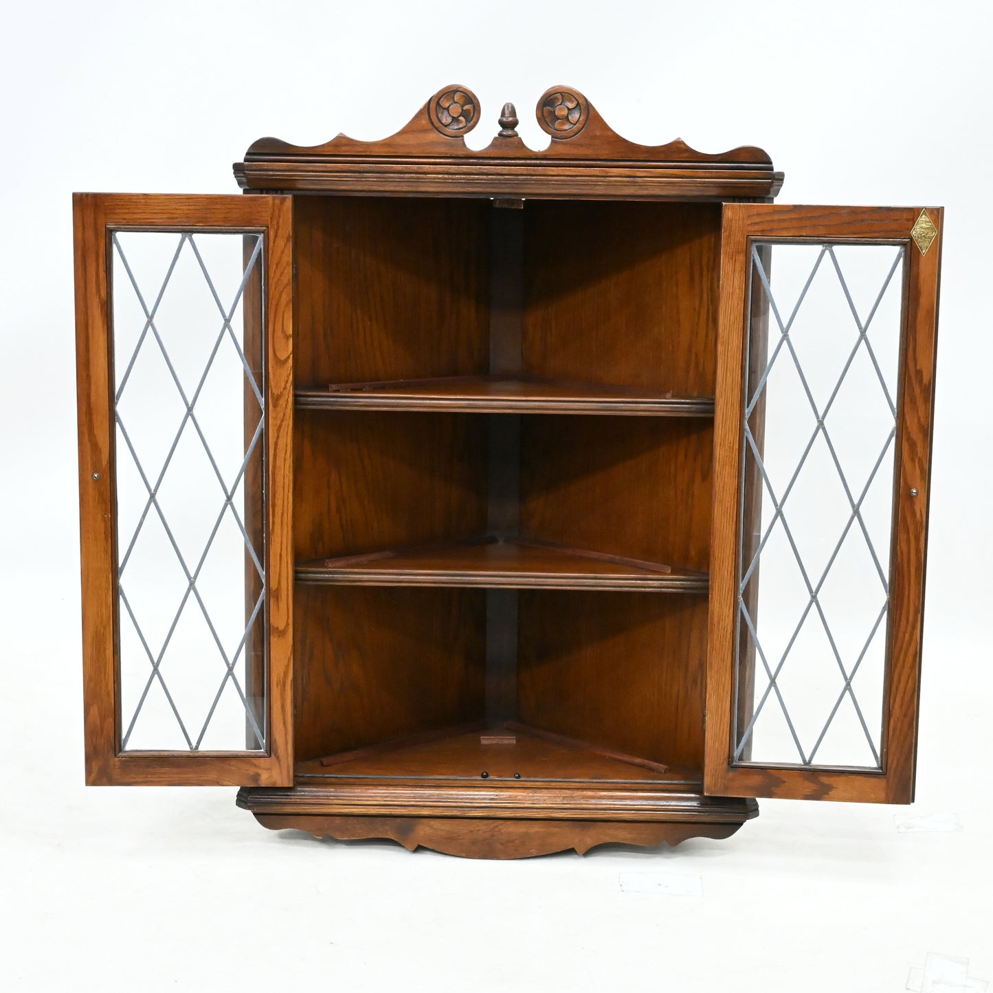 Old Charm Hanging Corner Display Cabinet Leaded Glass Tudor Brown FREE Delivery* SBR9863/0312D