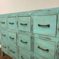Vintage Indian Reclaimed Rustic Sideboard With 18 Drawers - In Duck Egg Blue