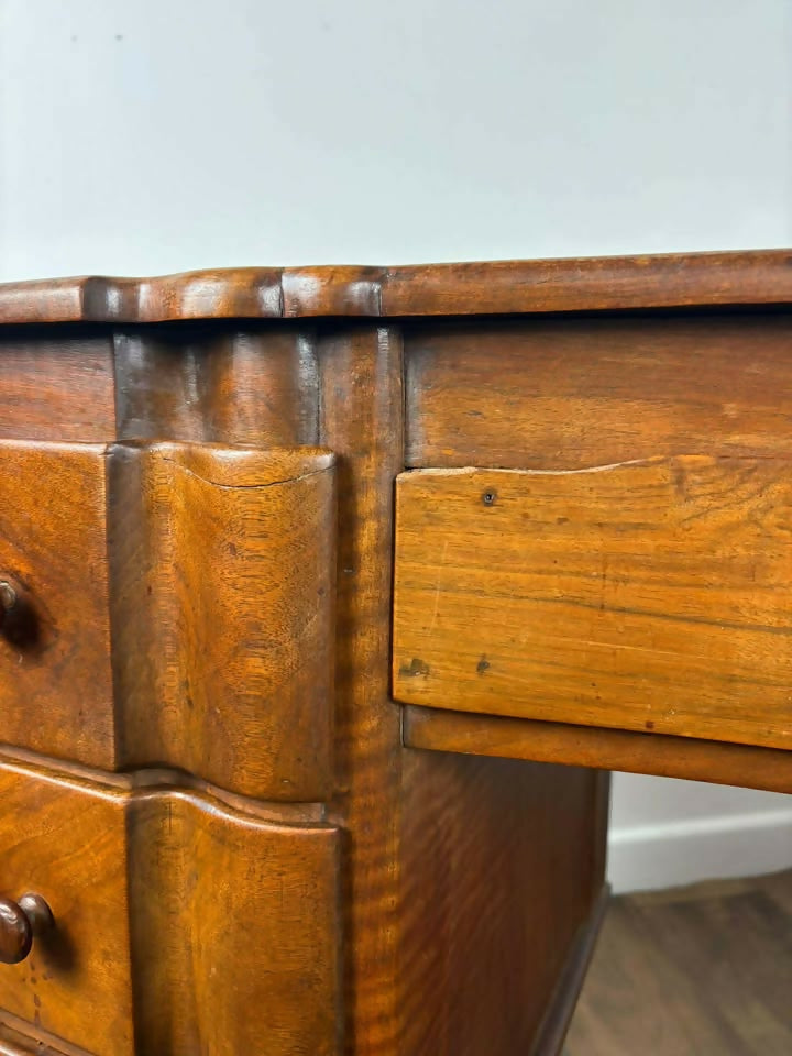Art Deco Mahogany Serpentine Writing Desk